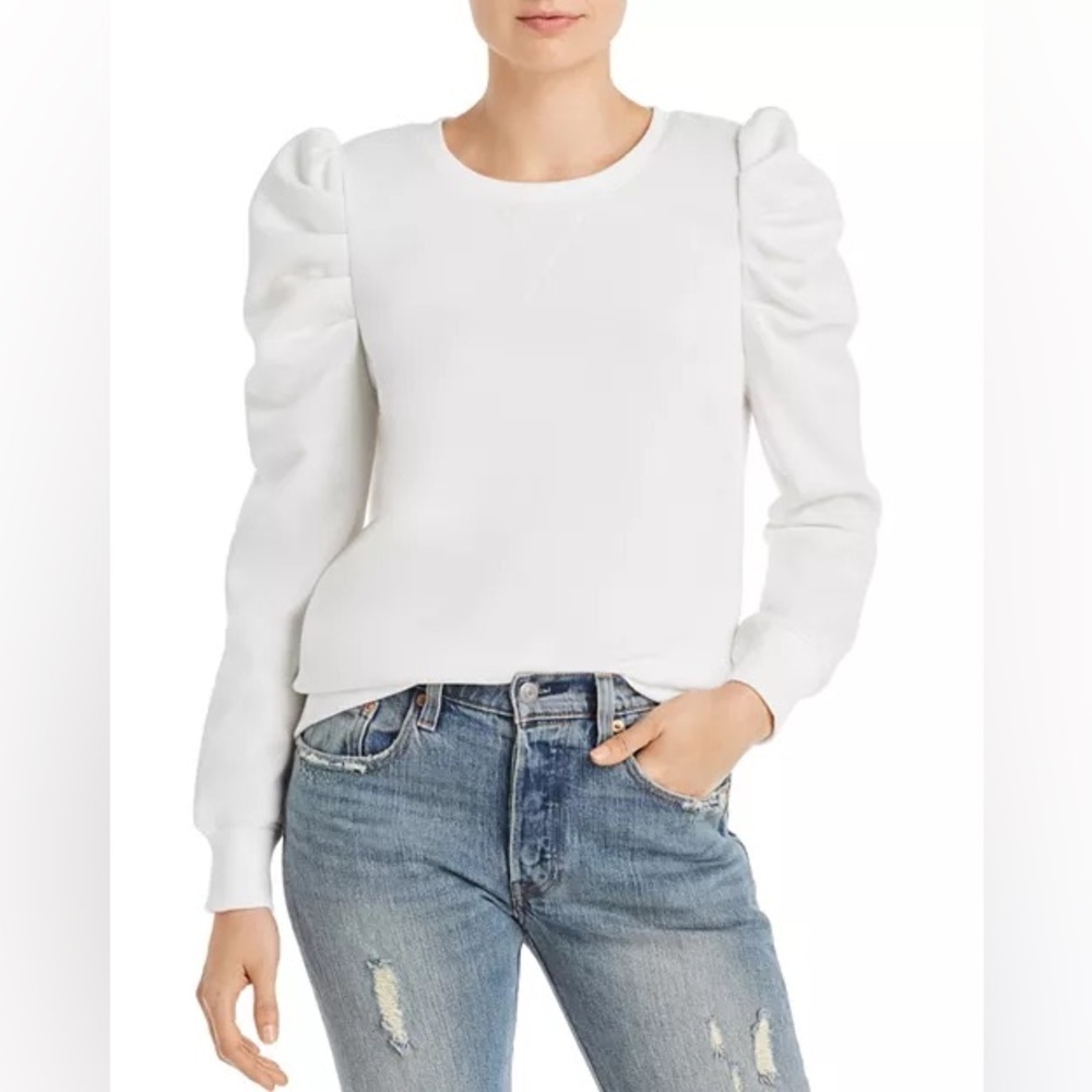 Rebecca Minkoff White Puff Sleeve Sweatshirt